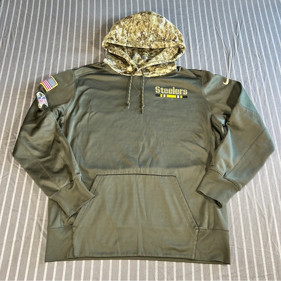 Pittsburgh Steelers Nike On Field Sweatshirt Hoodie Salute To Service Men’s L - Picture 1 of 6